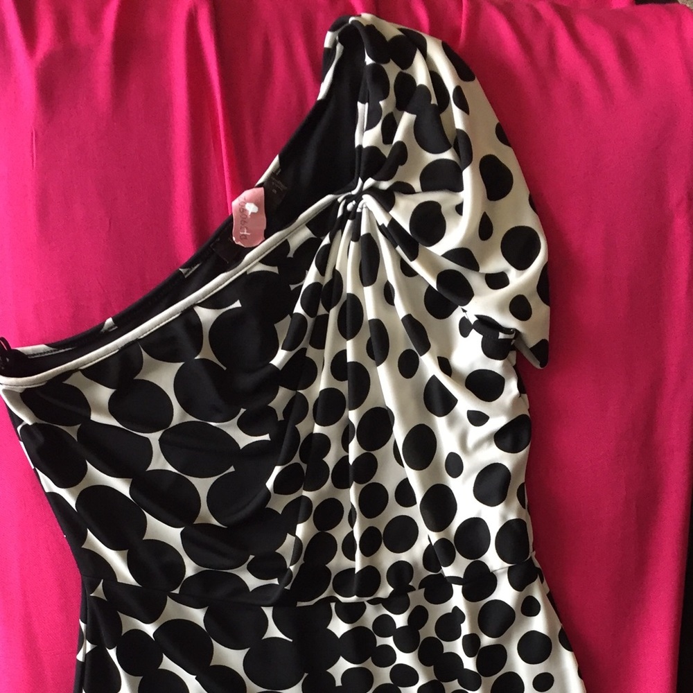 Black and White Polka dot off the shoulder dress